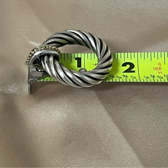 ALS Torcellato Sterling Silver Cable Rope Earrings 18K Gold Bead Detail *Flawed* - Picture 5 of 16